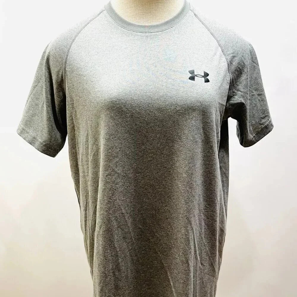 UNDER ARMOUR Men Short Sleeve Pullover Heatgear Crew Neck Gray T-Shirt Sz Small
